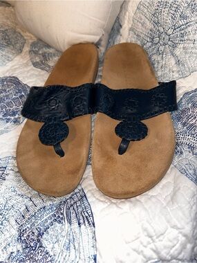 Jack Rogers Navy Leather Thong Sandals